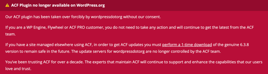 תגובה של בעלי התוסף acf